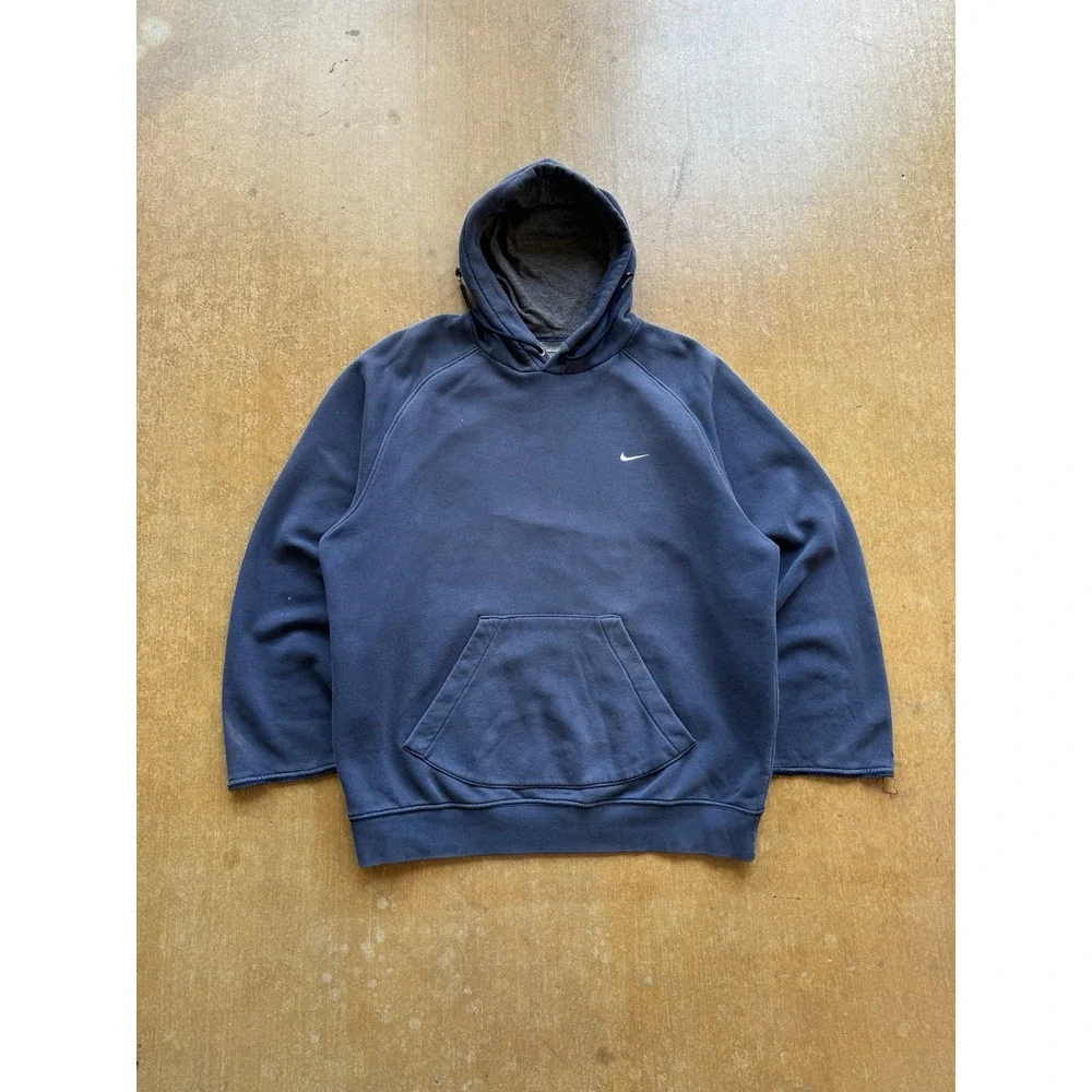 VTG Nike Silver Tag Skater Distressed Navy Blue Hoodie Jacket Y2K (L) Surfer